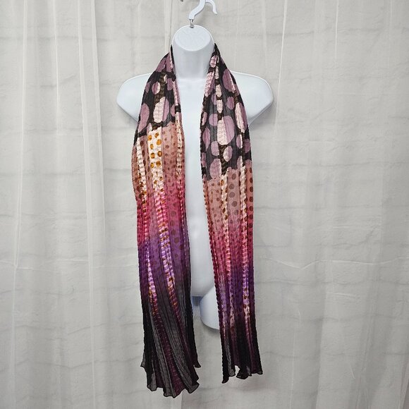 Purple Pink Polka Dot Scarf Crinkled Iridescent Boho Sheer Belt - Picture 8 of 8